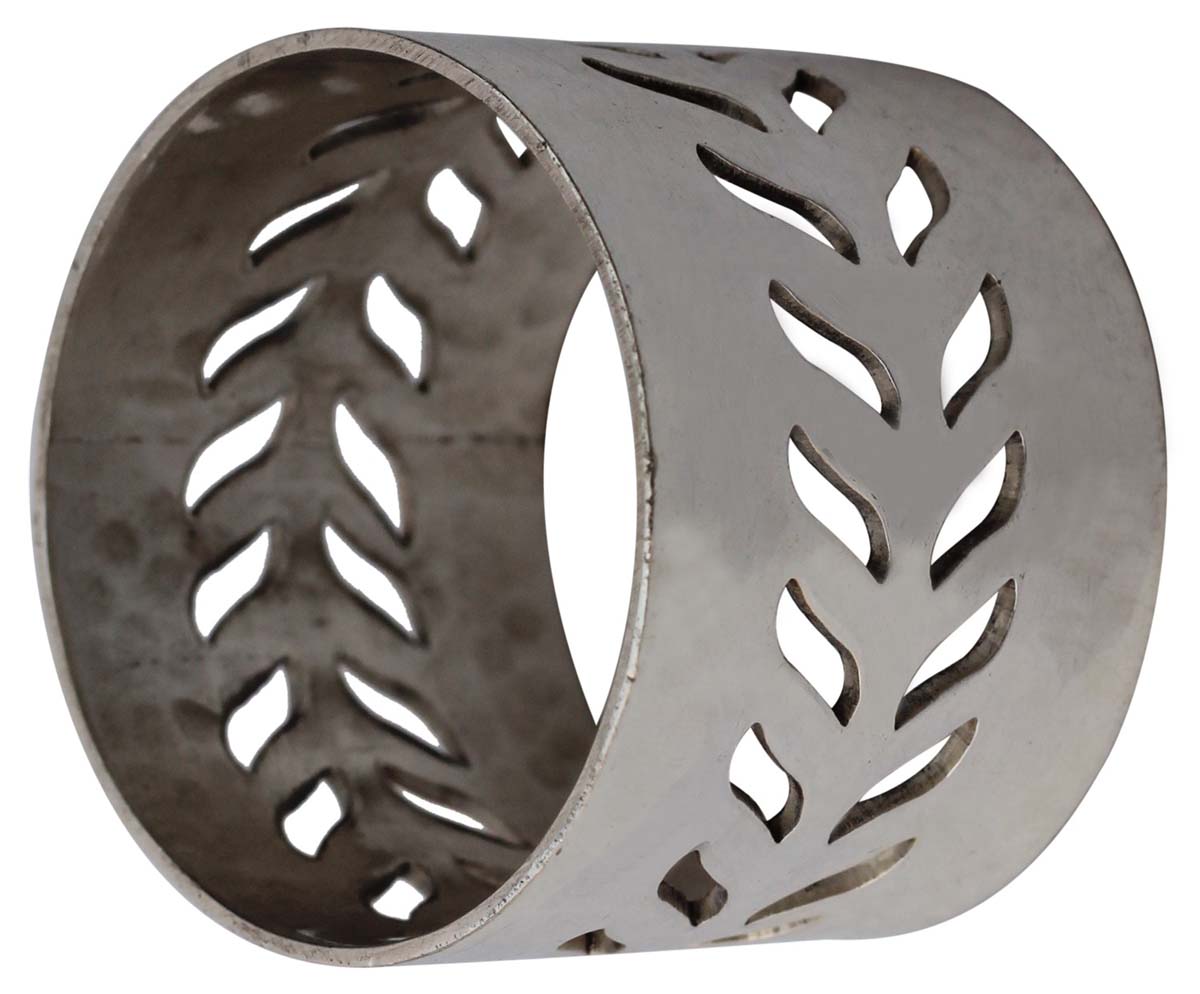 Buy in Bulk - Metal Napkin Rings - Cast in Brass - Nickel Plated - Hammered Effect & Leafy Cut-Out Motifs